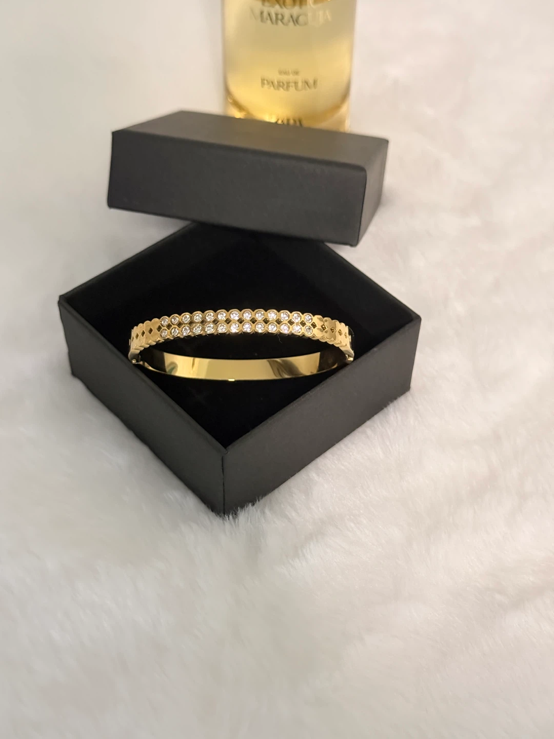 Gold-tone crystal bangle bracelet