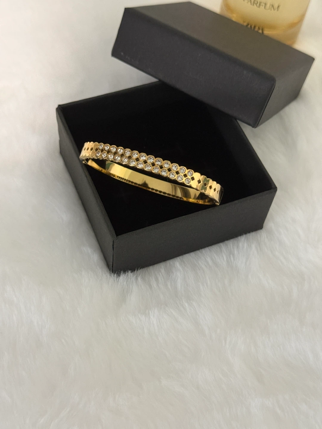 Gold-tone crystal bangle bracelet - photo 2