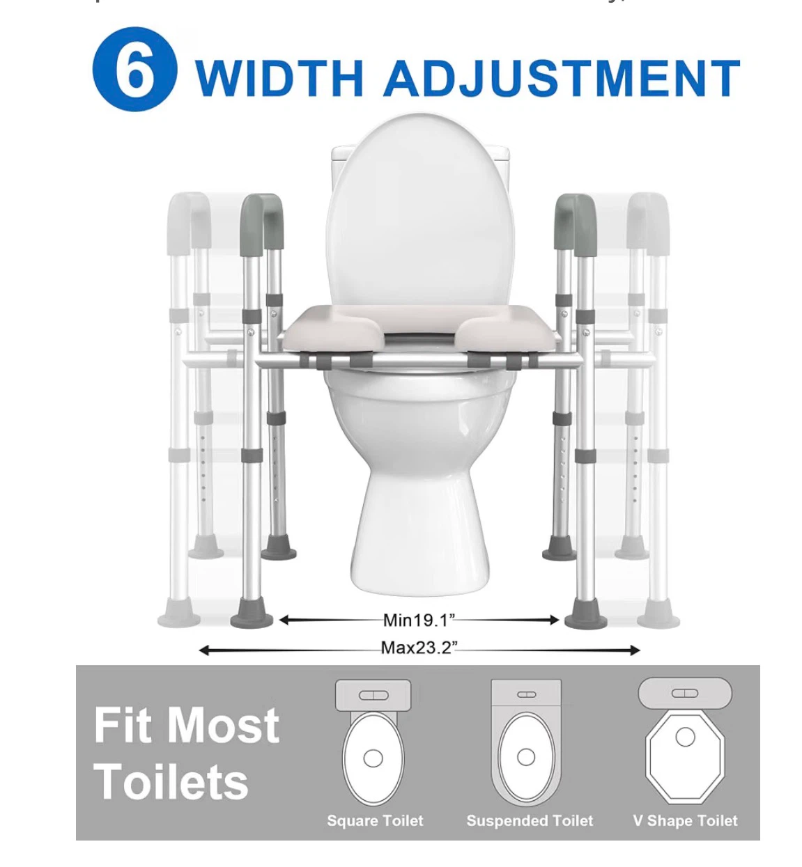 HOMLAND Toilet Seat Riser with Adjustable Arms - photo 2
