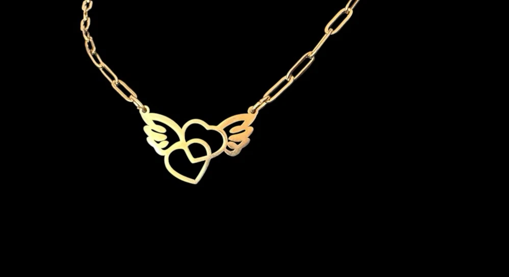 Gold-Tone Winged Heart Pendant Necklace - photo 2