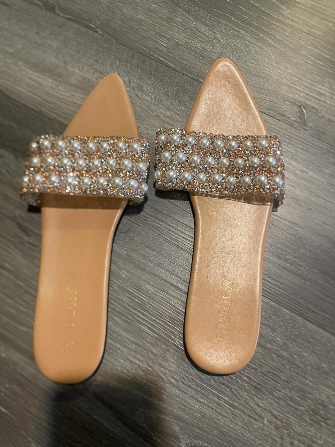 Beaded Pearl Slide Sandals