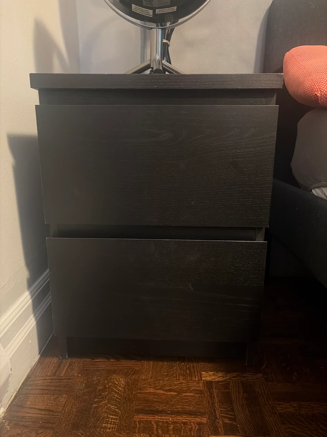 Black Two-Drawer Bedside Table
