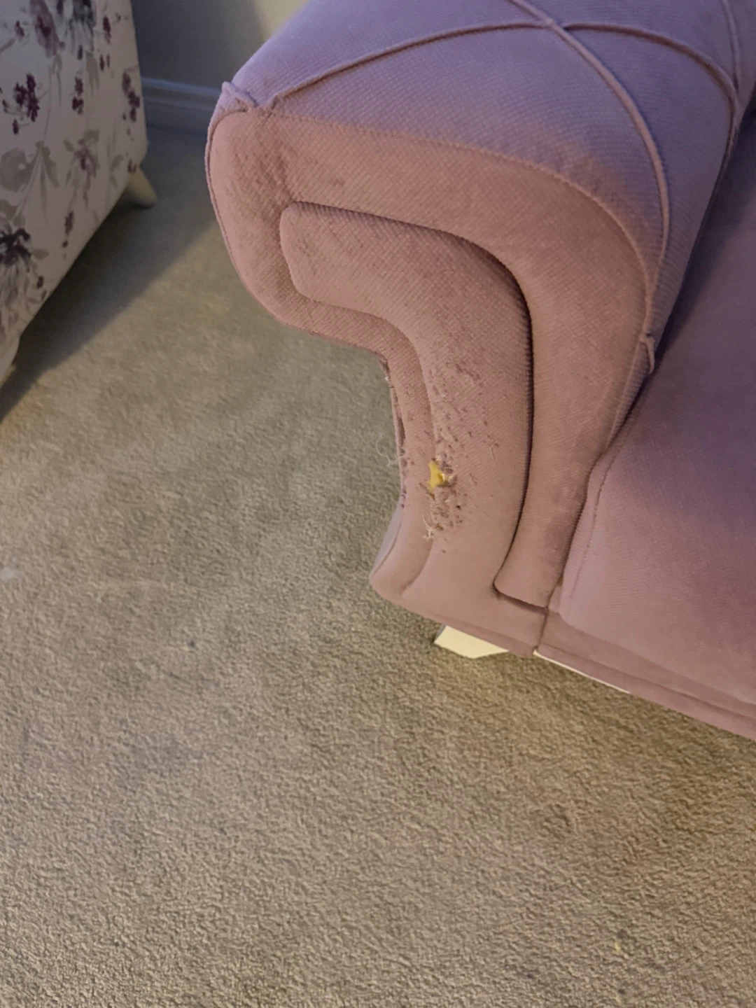 Pink velvet sofa bed