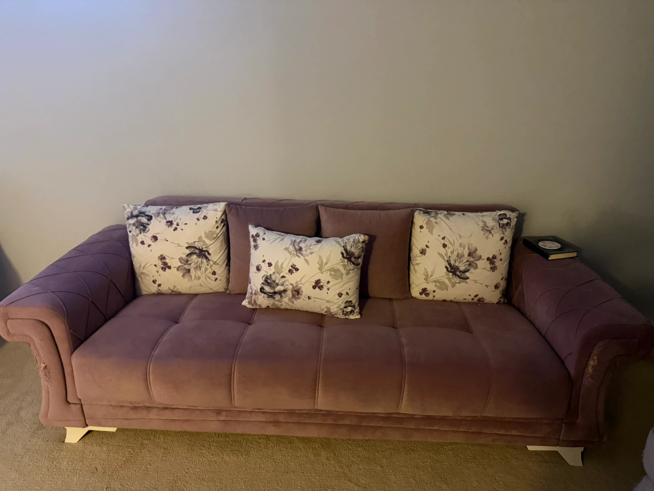 Pink velvet sofa bed - photo 3