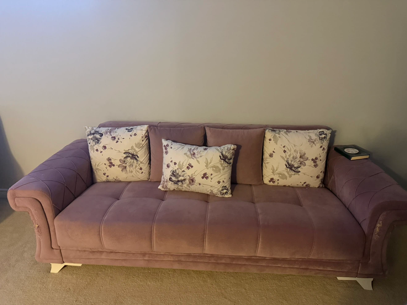 Pink velvet sofa bed - photo 4
