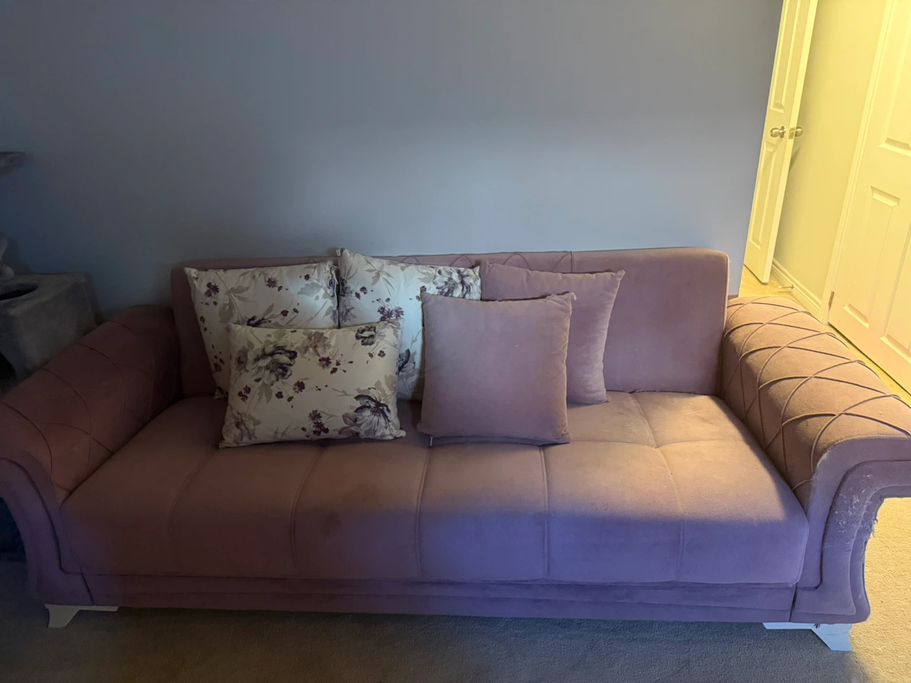 Pink velvet sofa bed - photo 5