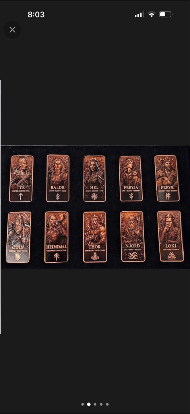 The Norse Gods 1oz Pure Copper Bar Collection - 250 Mintage