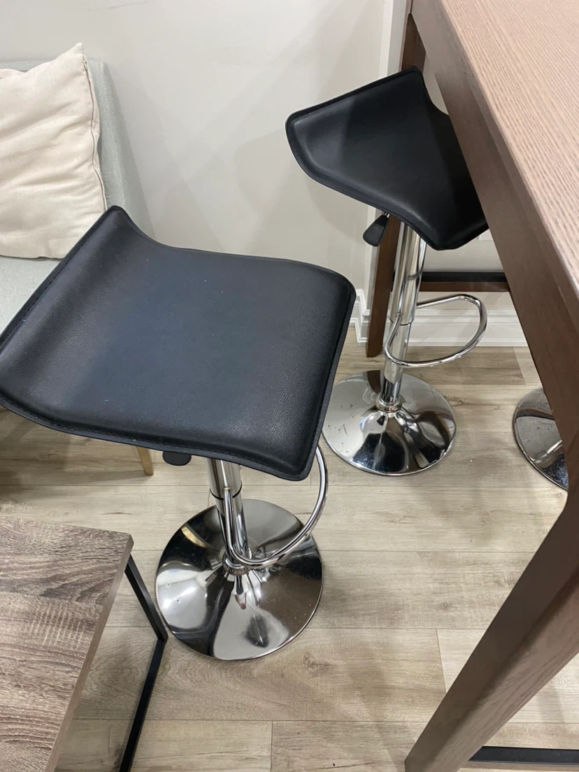 Set of 4 Black Leather Bar Stools - photo 2