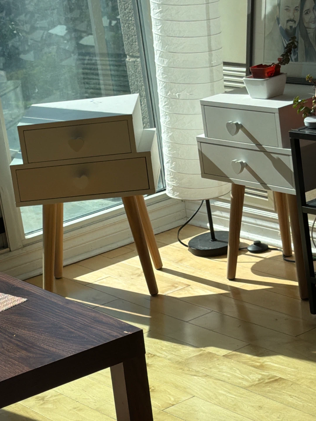 Set of Two White Bedside Tables