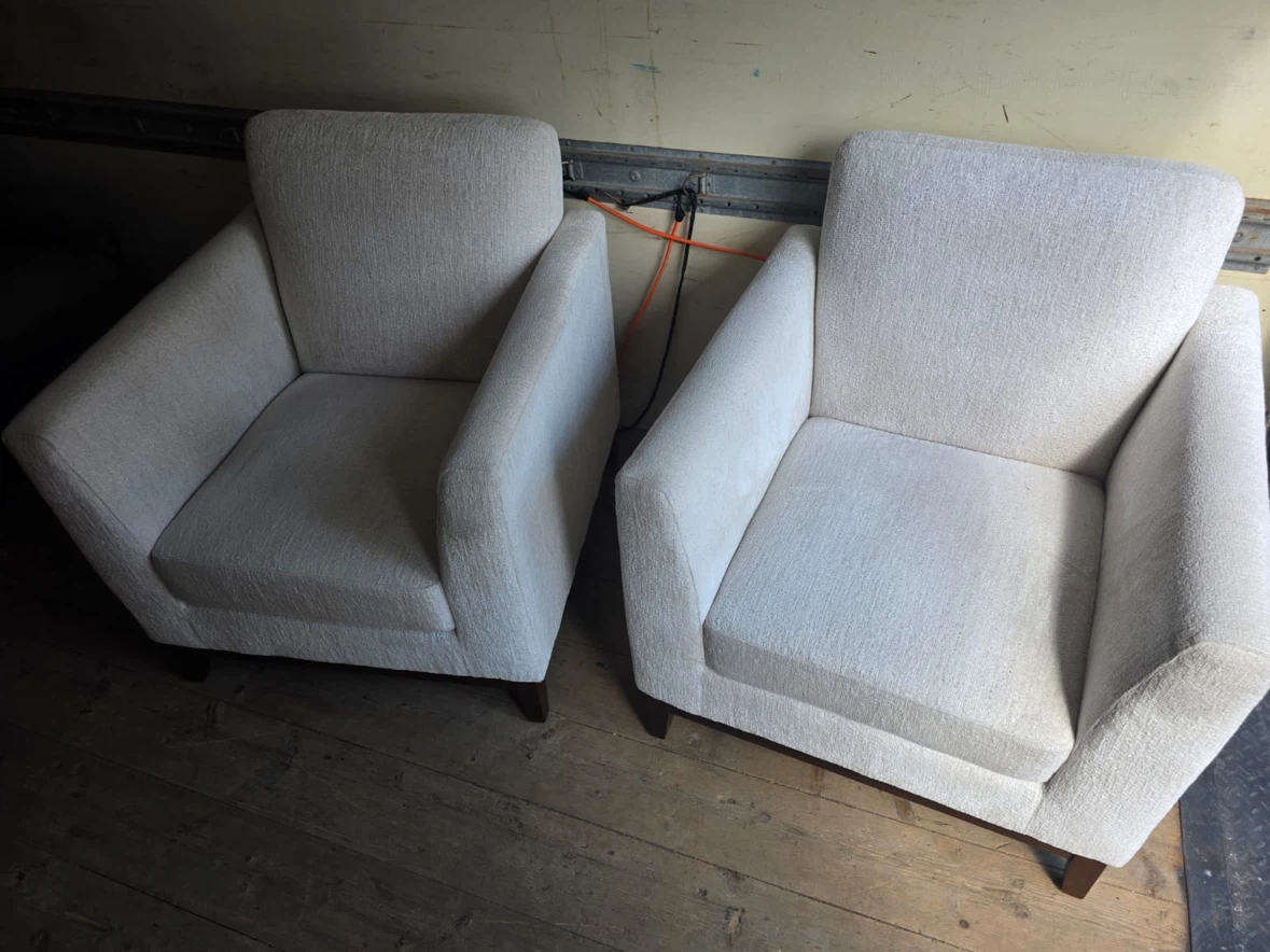 Thomasville Two cream textured accent armchairs