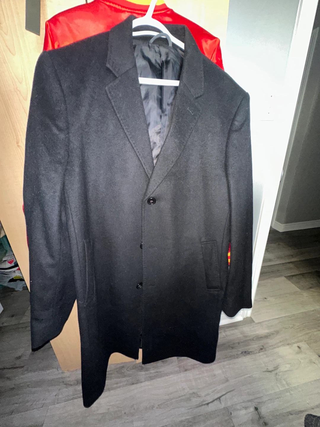 Black Wool Blend Overcoat