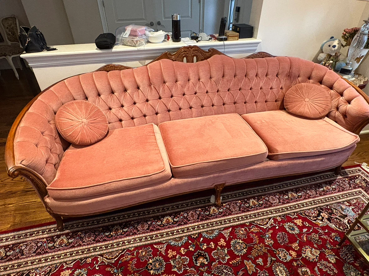 Vintage Rose Velvet Tufted Sofa and Loveseat Set - photo 2