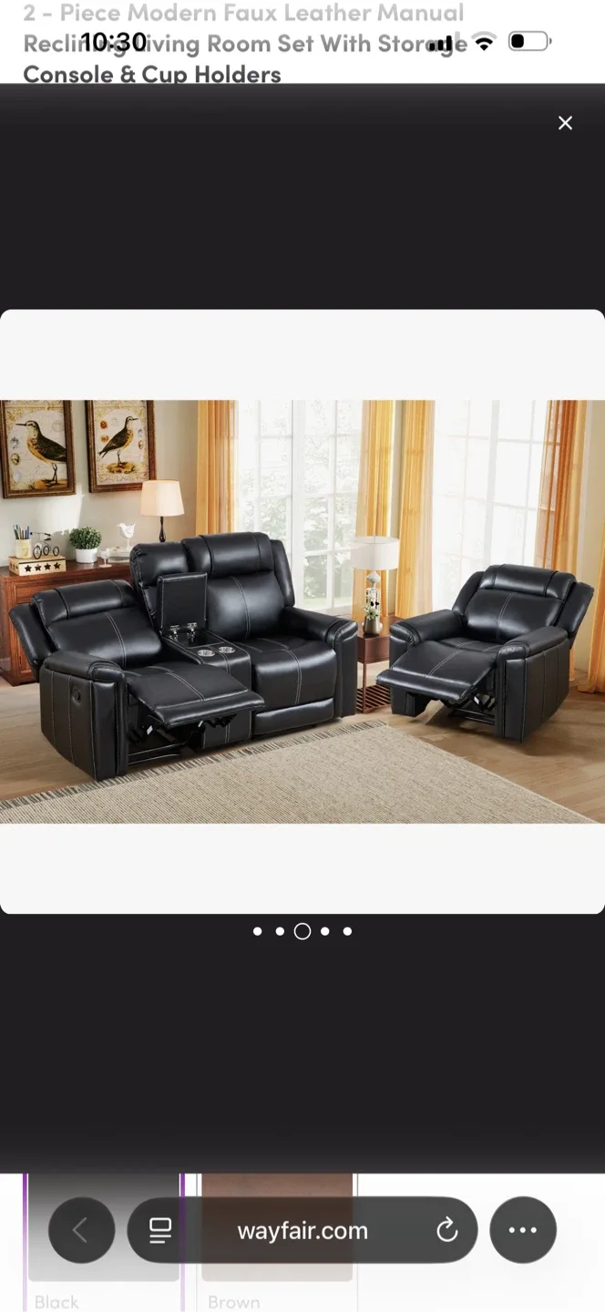 Latitude Run 2-Piece Faux Leather Manual Recliner Set - photo 2