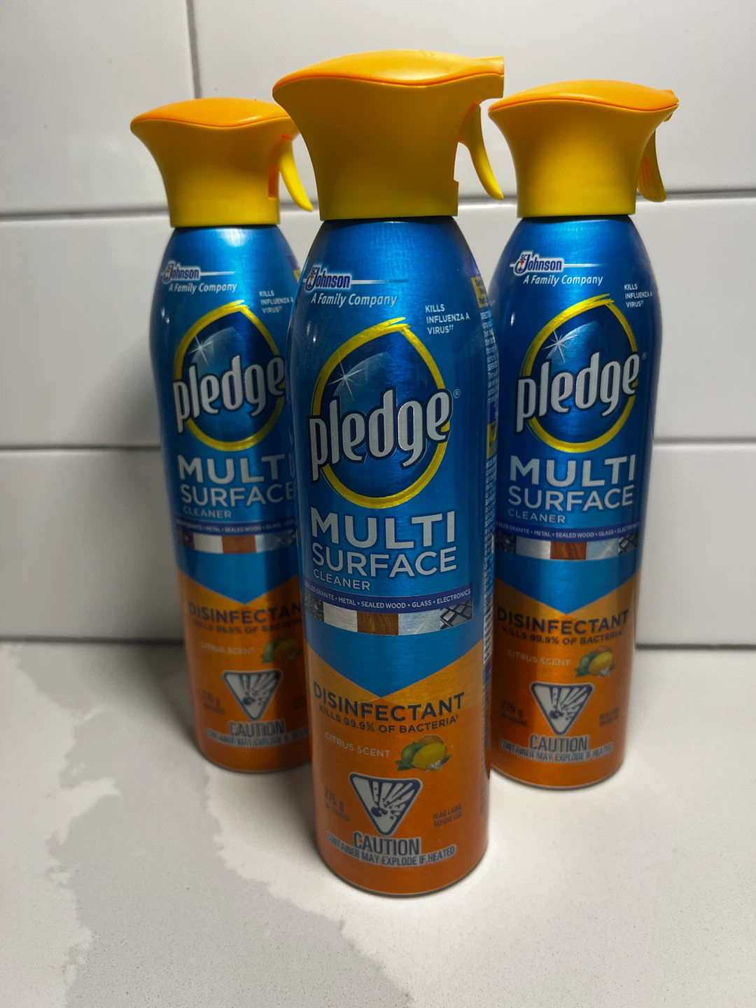 3 Cans of Pledge Multi Surface Cleaner