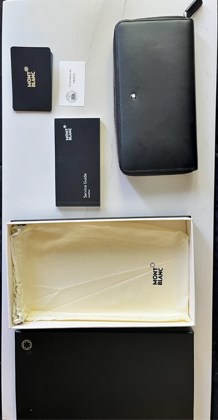 Brand New: Montblanc Black Leather Zip Around Wallet - photo 2