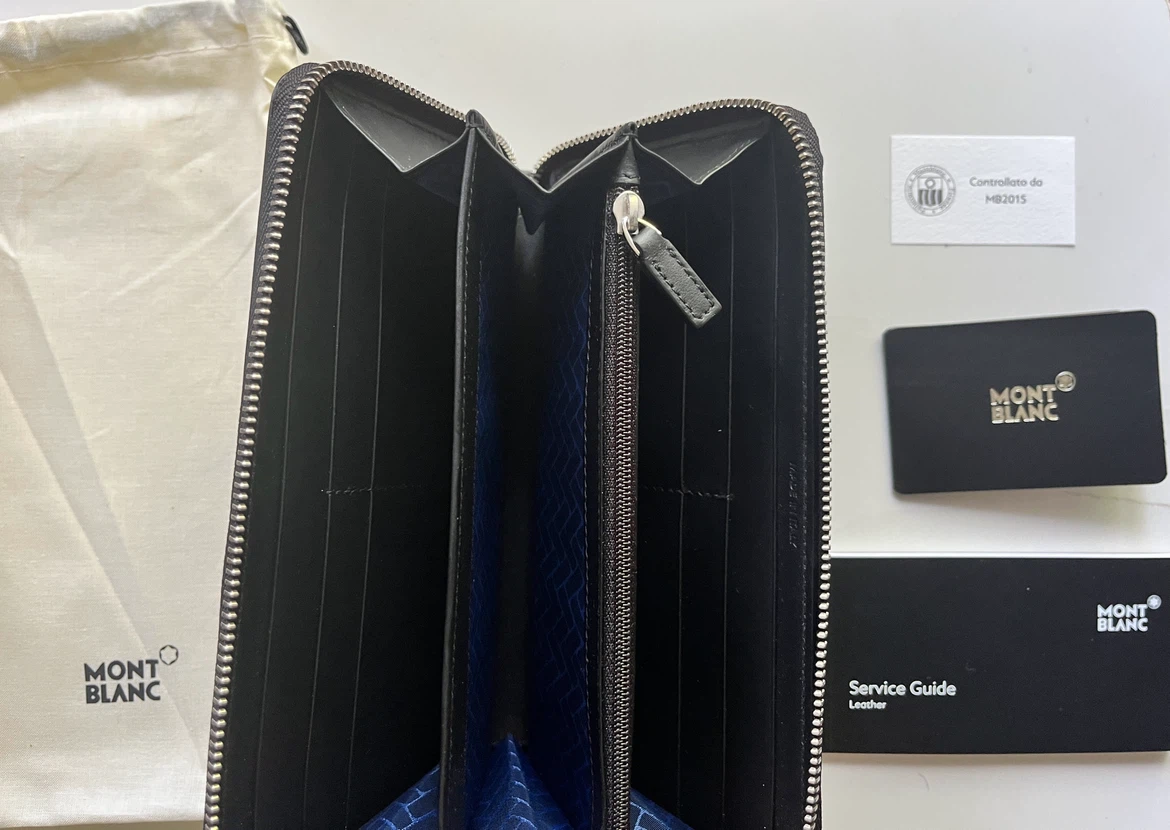 Brand New: Montblanc Black Leather Zip Around Wallet - photo 3