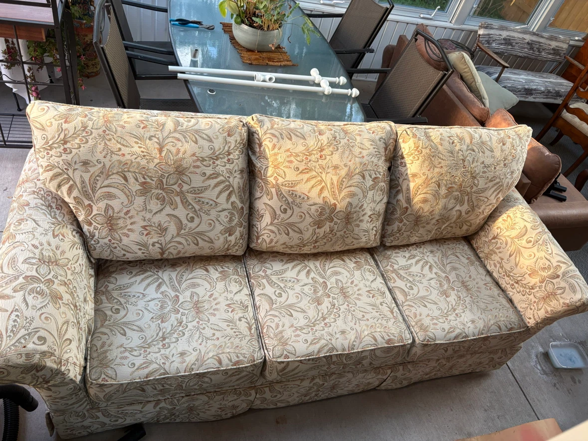 Floral pattern three-seater sofa