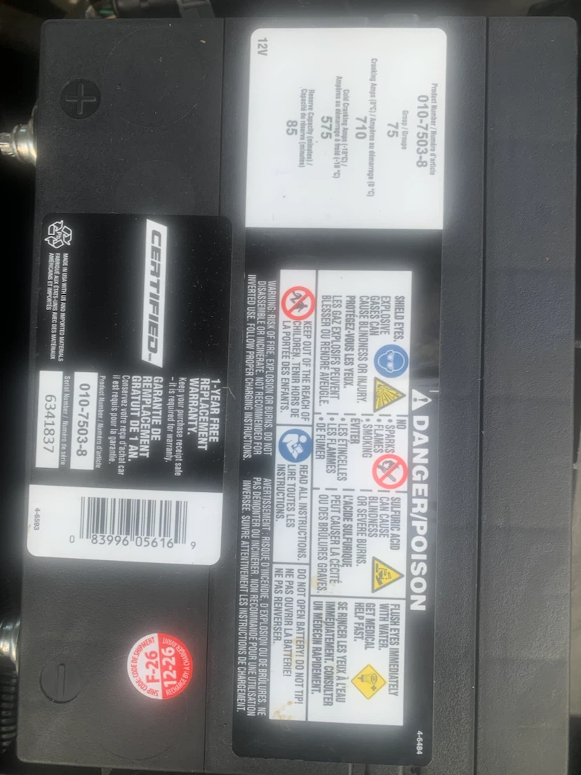 $110 — 3 DAYS OLD! Car Battery -Certified Group 75 Battery