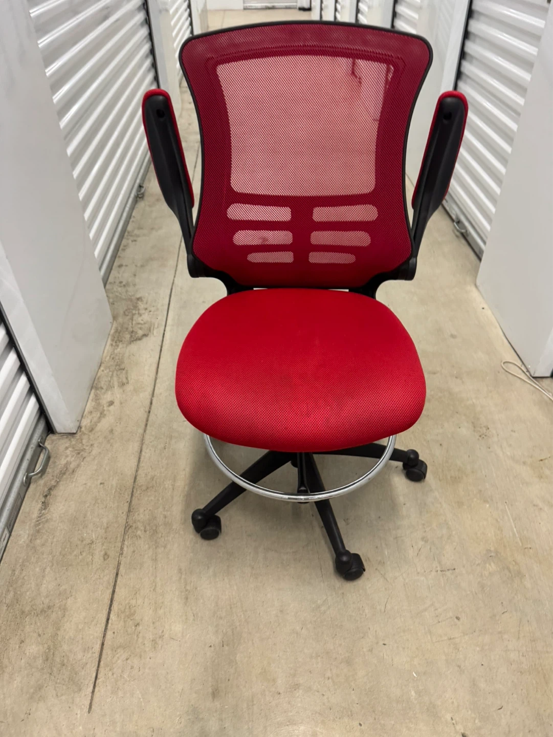 Red Mesh Drafting Chair with Foot Ring - photo 3