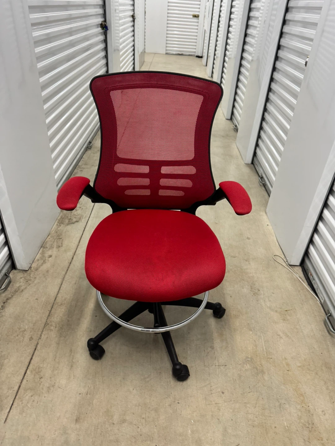 Red Mesh Drafting Chair with Foot Ring - photo 4