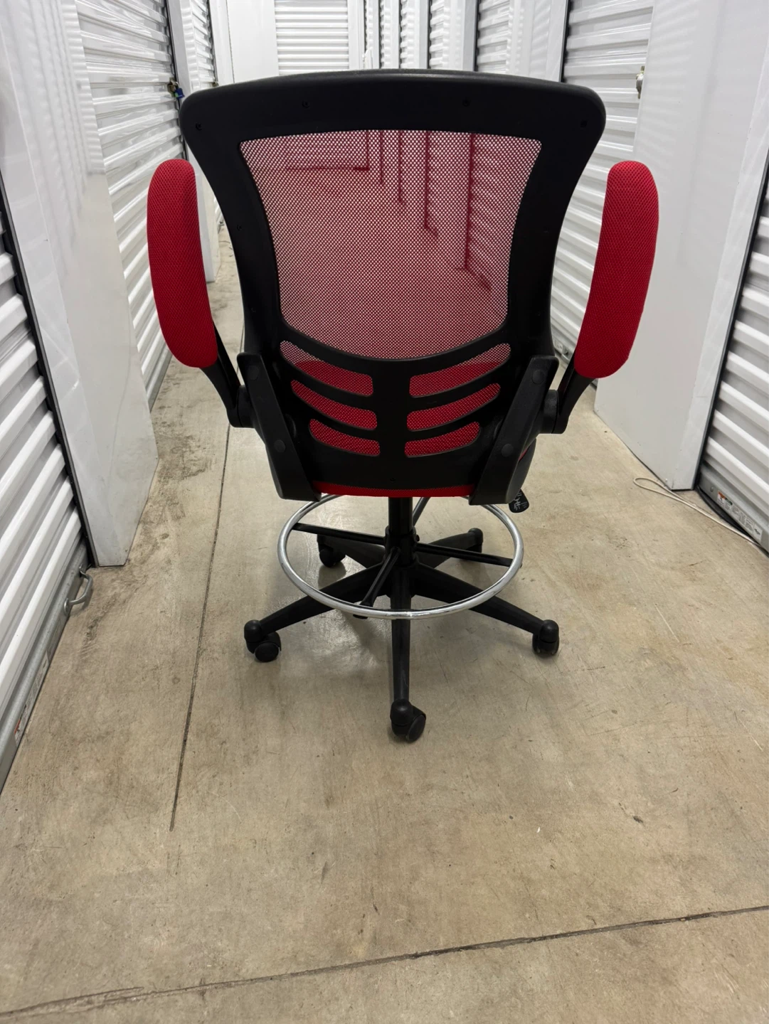 Red Mesh Drafting Chair with Foot Ring - photo 2