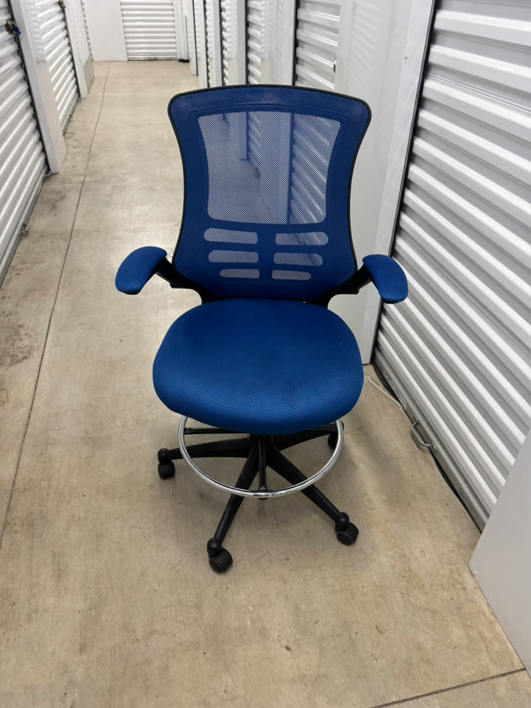 Blue Drafting Office Chair with Foot Ring - photo 3