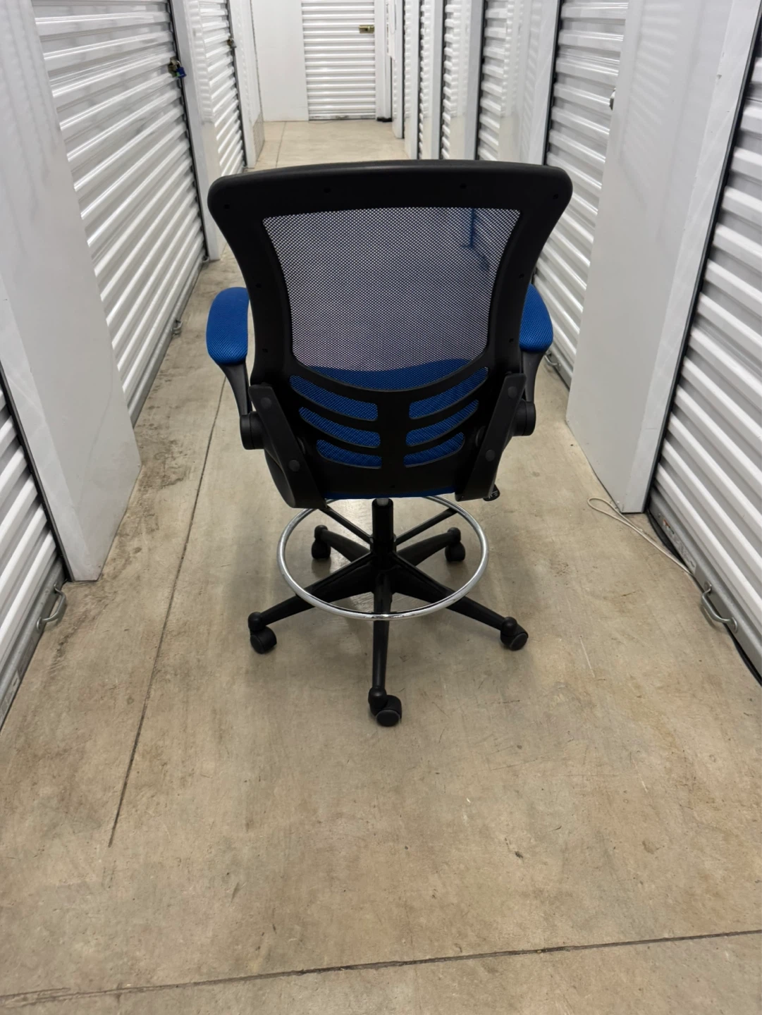 Blue Drafting Office Chair with Foot Ring