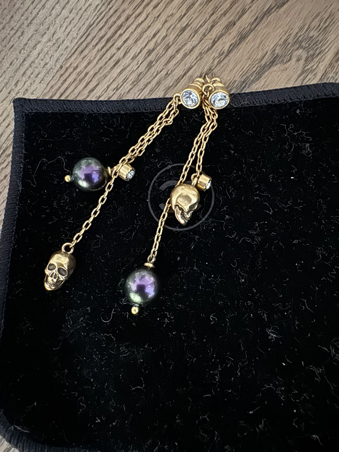 Alexander McQueen Skull and Pearl Drop Earrings