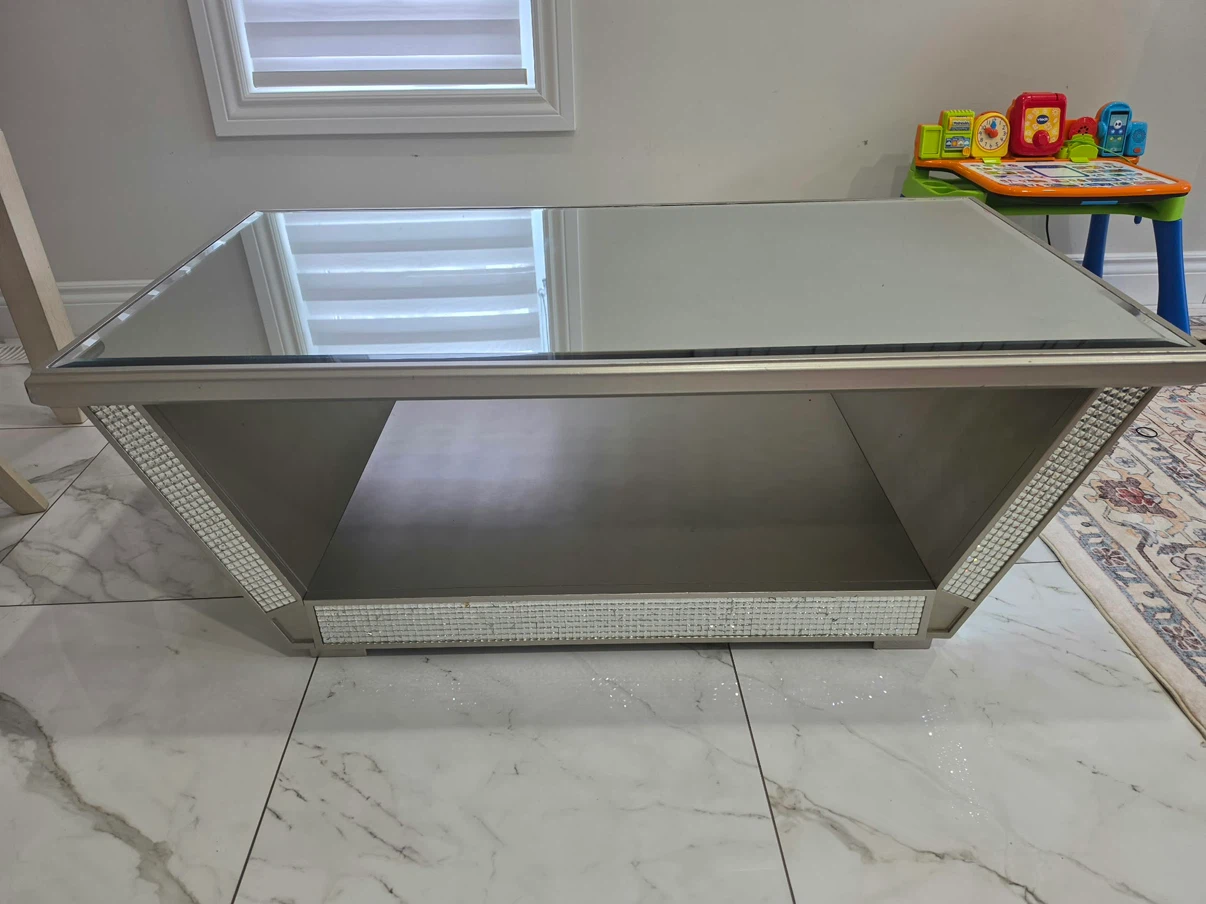 Mirrored Wooden Ashley’s Coffee Table with Decorative Trim