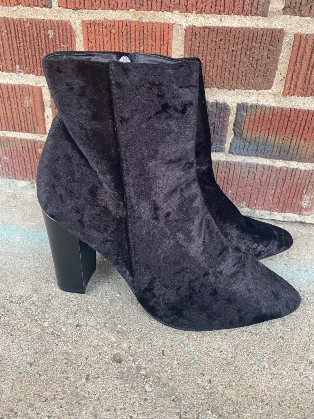 Revamped by Sirens Black Velvet Ankle Boots, Size 8