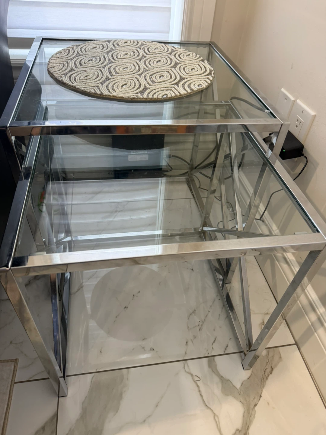 Chrome and Glass Nesting Side Tables