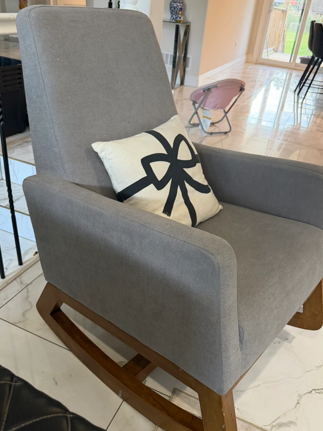 Structube Grey Upholstered Rocking Chair - photo 2