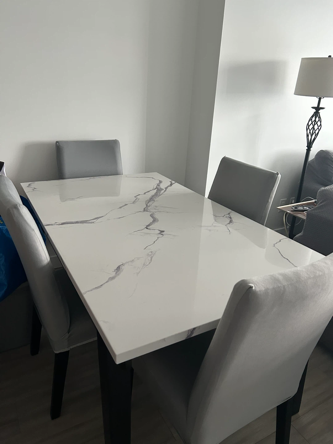 Modern Faux Marble Dining Table and Chairs Set - photo 3