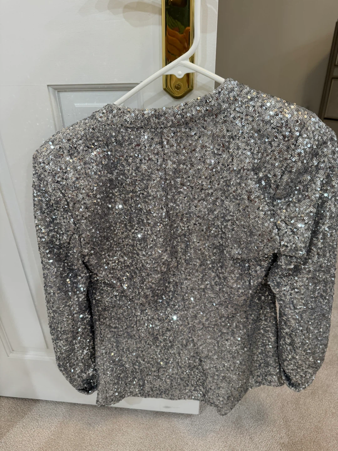 Zara silver sequin collarless blazer - photo 4