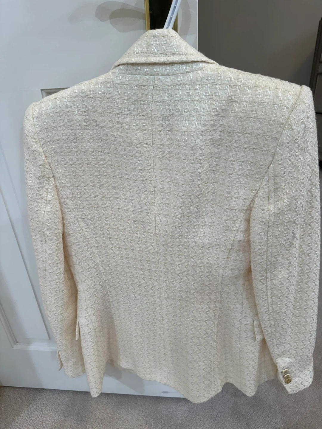 Zara tweed-style double-breasted blazer with gold buttons - photo 2