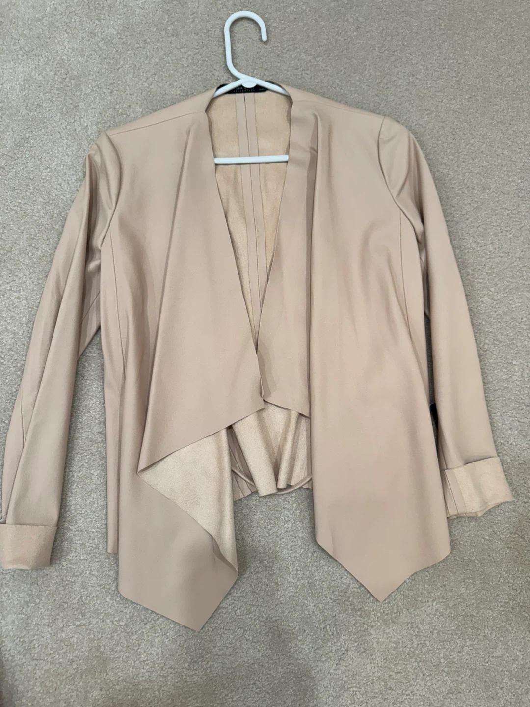 Zara faux-leather waterfall blazer