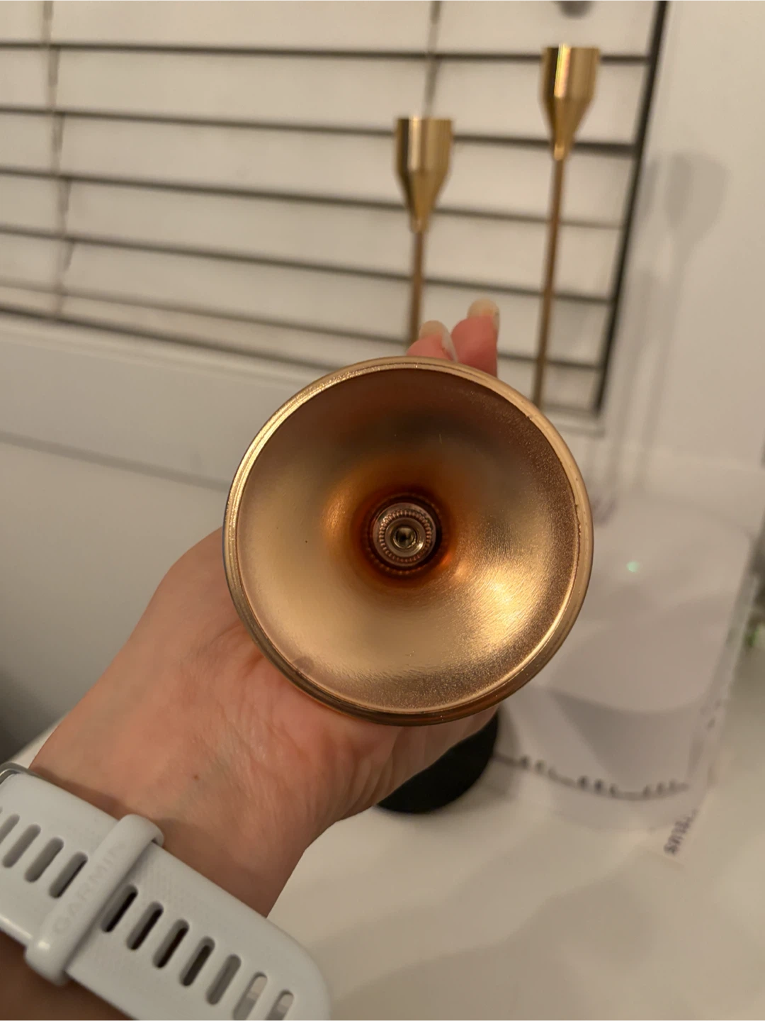 Set of 3 gold tone candle holders - photo 4