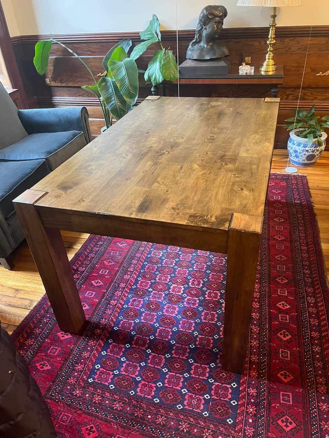 Large wooden dining table