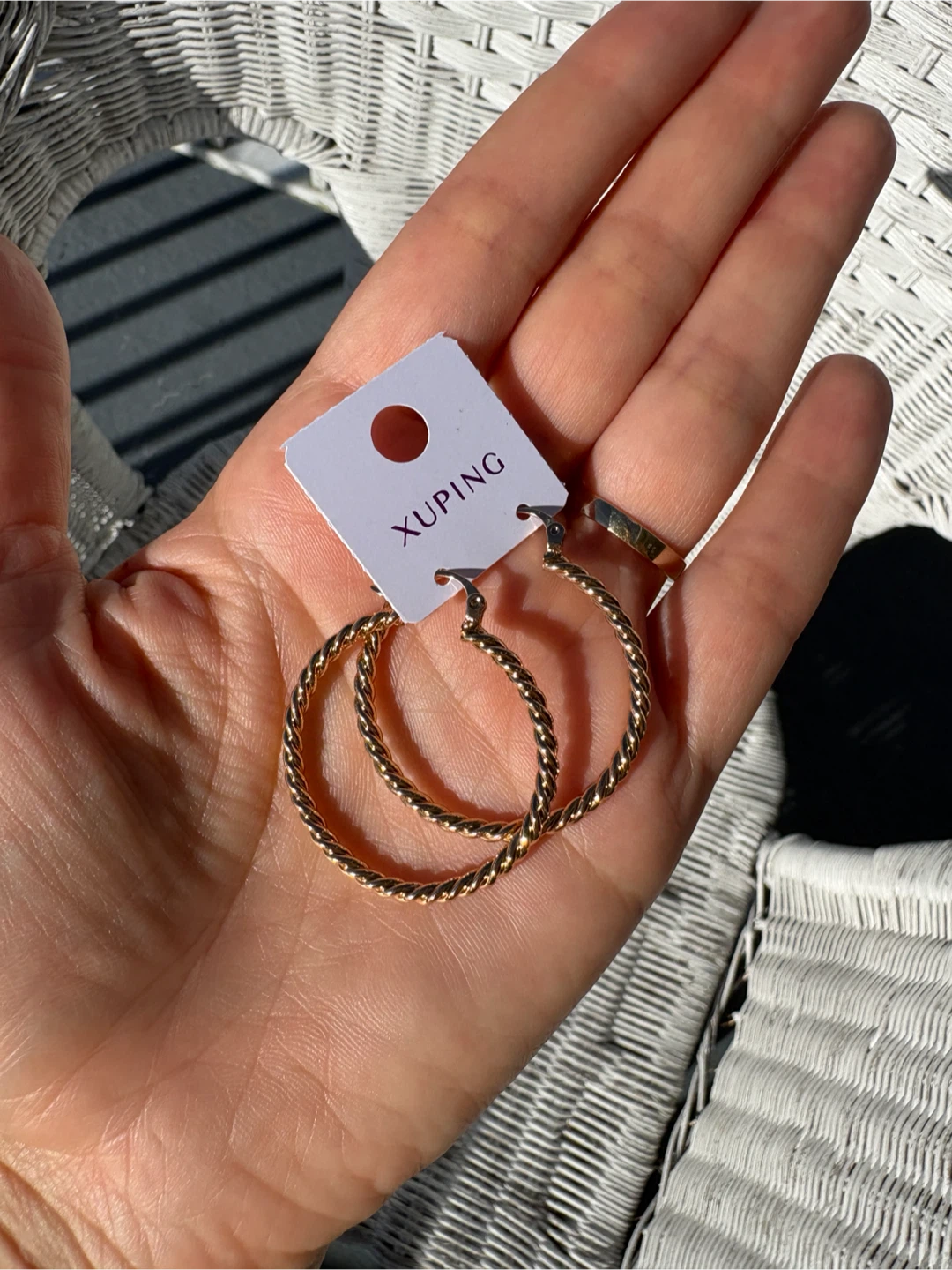 Xuping gold-toned twisted hoop earrings
