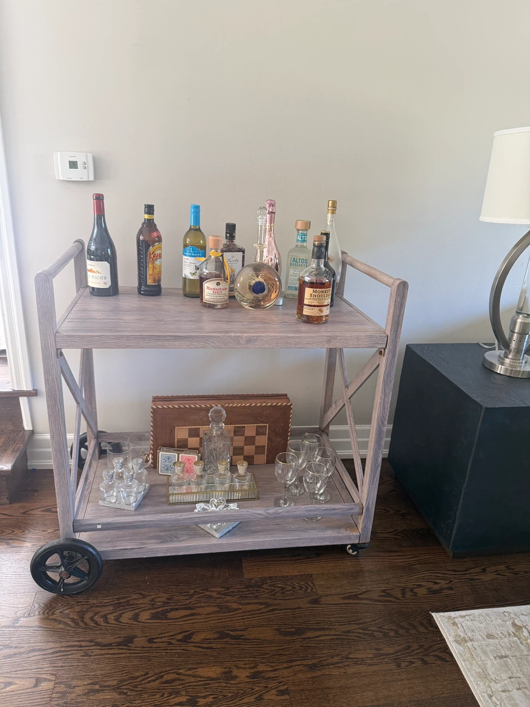 Metal indoor and outdoor Bar Cart with Wheels