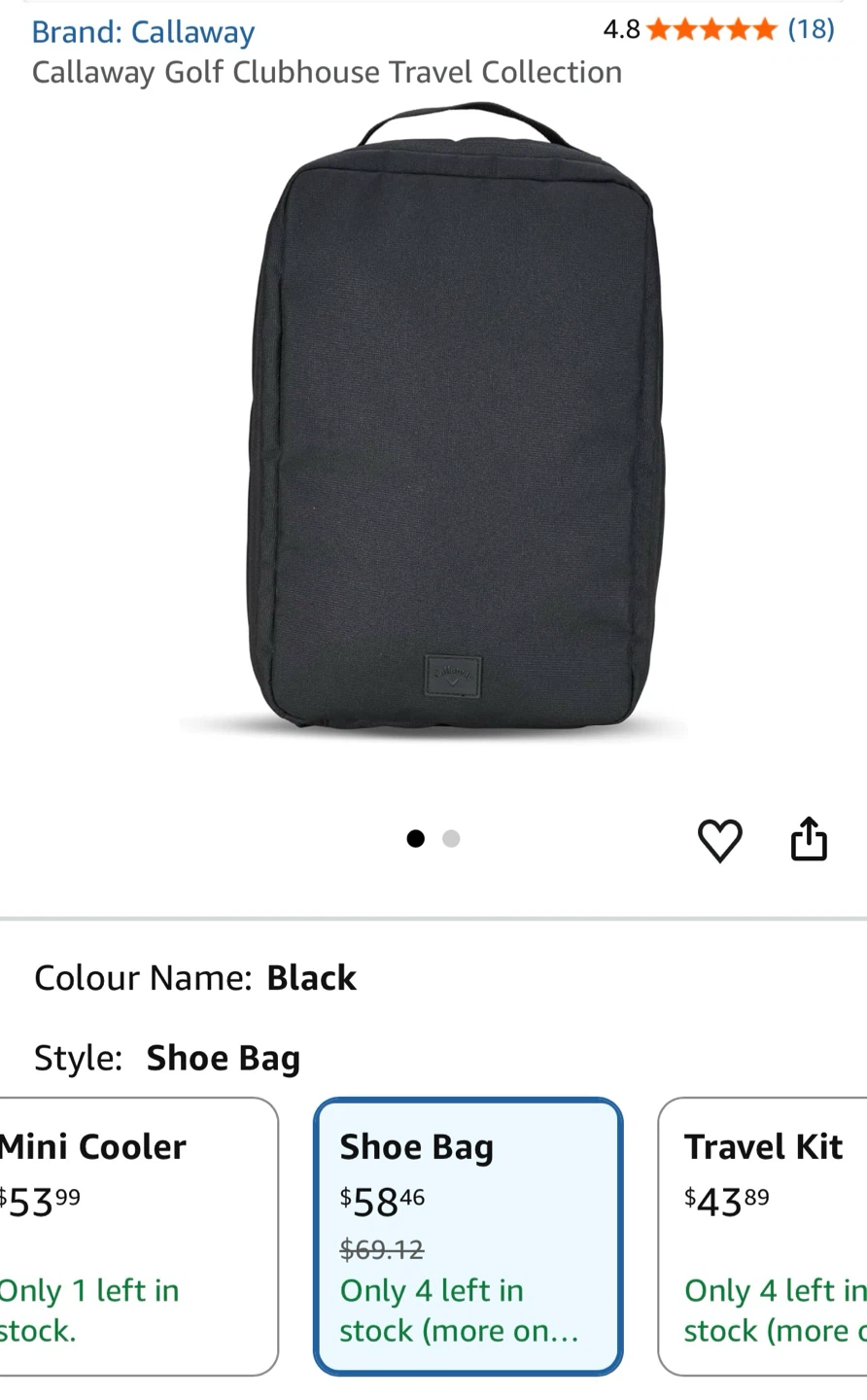 Brand New Callaway Clubhouse Shoe Bag - Black (W/ Tags) - photo 2