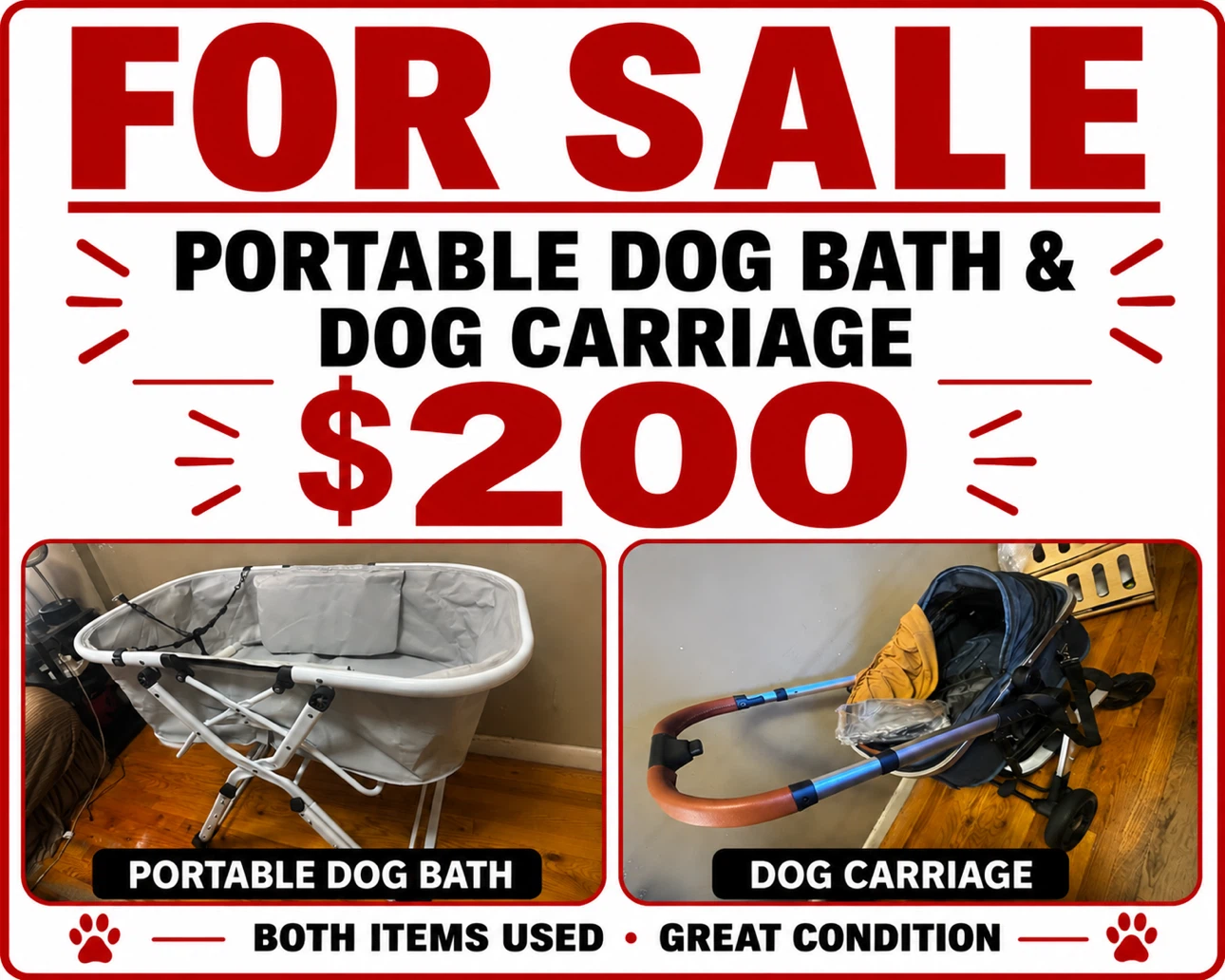 Portable Dog Bath and Dog Carriage