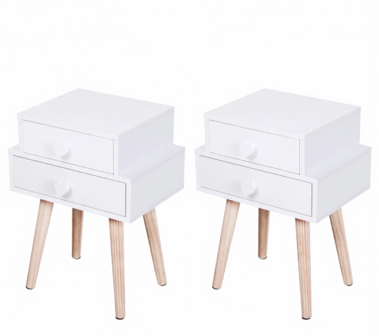 Set of Two White Bedside Tables - photo 2