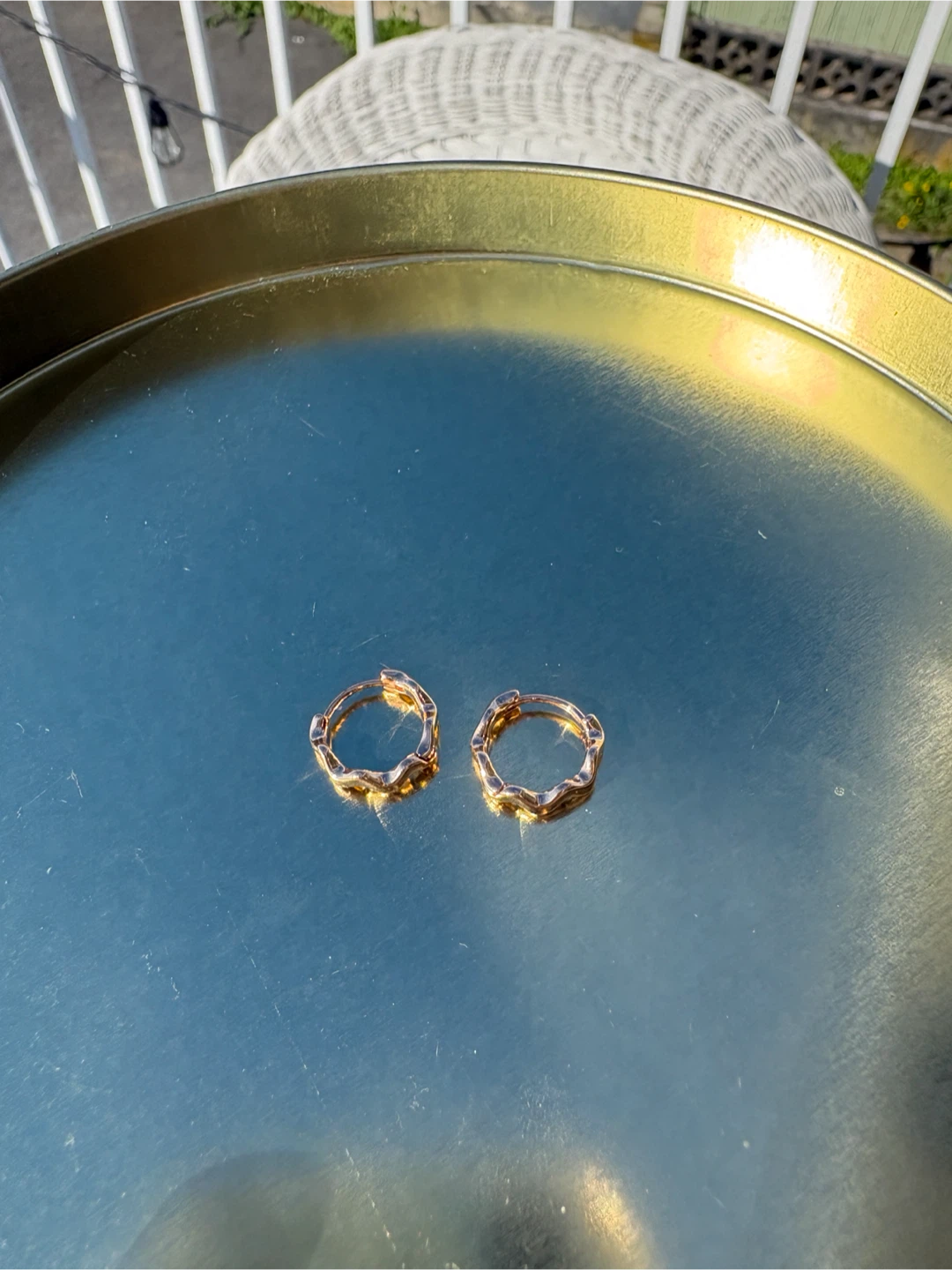Gold Tone Wavy Hoop Earrings
