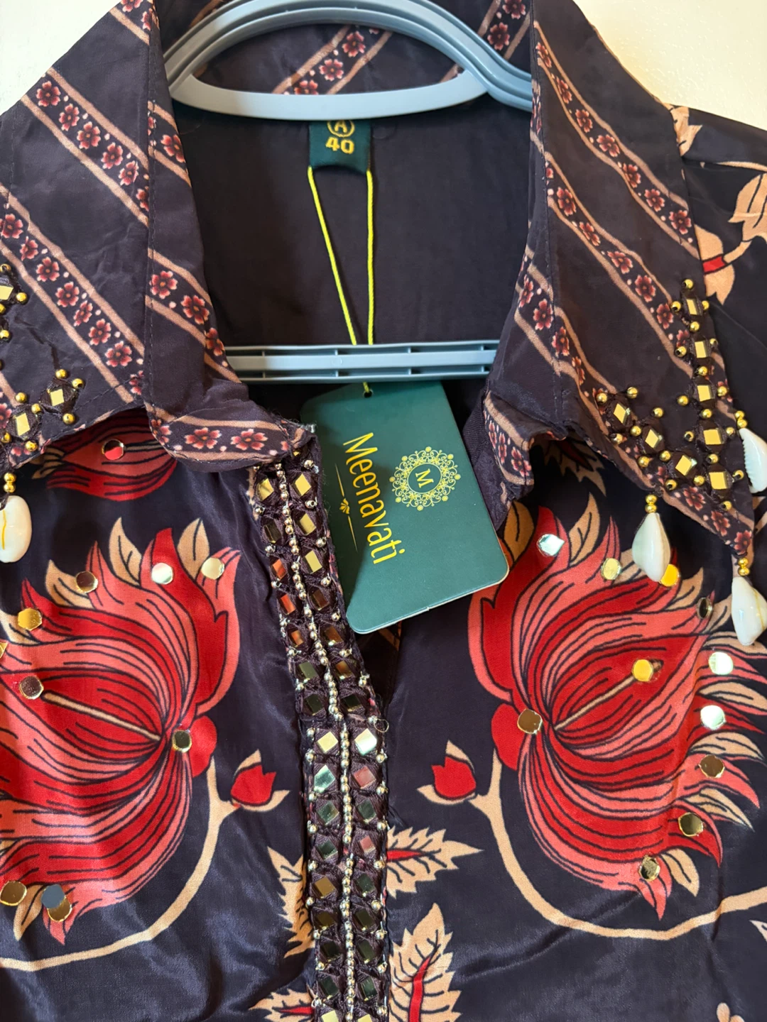 Meenavati Floral Print Kurta Set Pakistani Style - photo 3