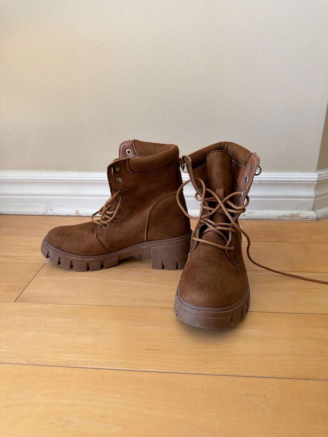 Brown Lace-Up Ankle Boots Size 6
