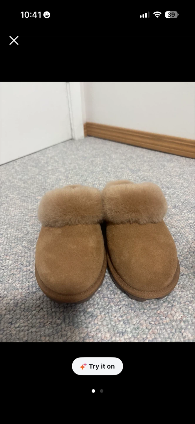Tasman Slippers in Chestnut size 6