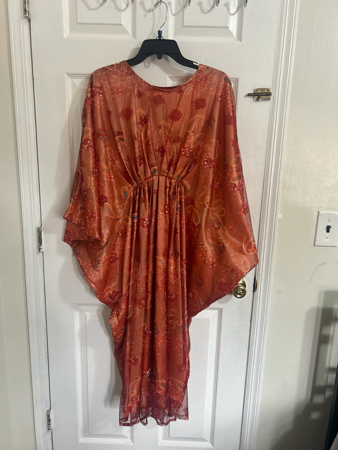 Orange Embroidered Kaftan Dress