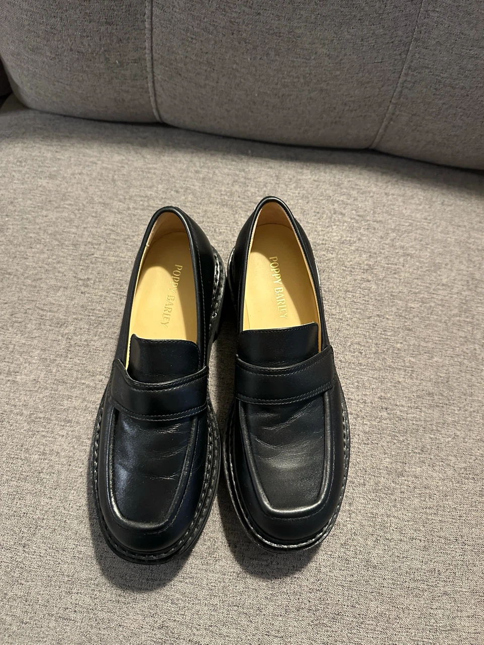 Poppy Barley Black Leather Loafers