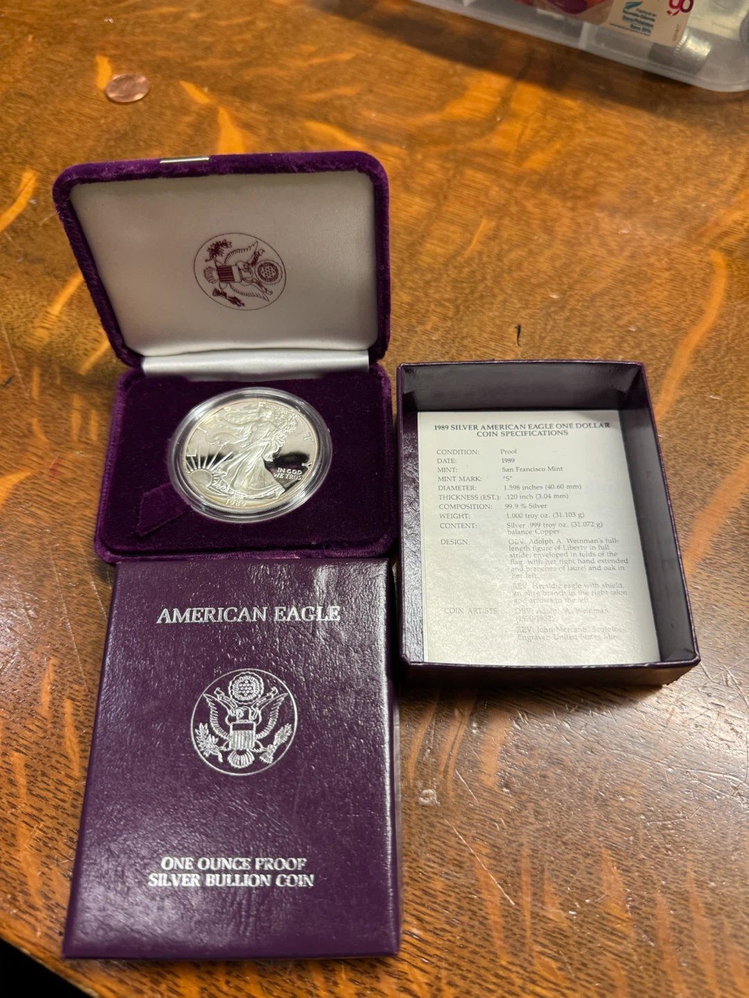 1989 American Eagle One troy  Ounce Proof Silver Coin
